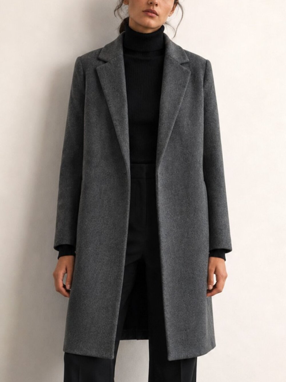 Zara Gray Open Front Collared Peacoat – Size M